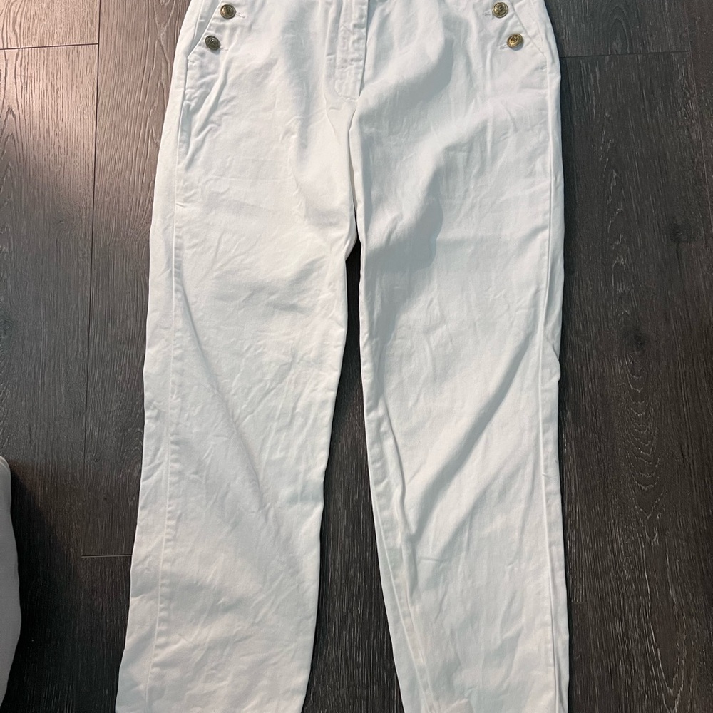 White Button-Detail Pants